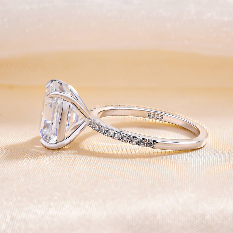 5Ct Asscher Cut Diamond Ring 925 Silver White Gold
