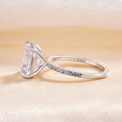 5Ct Asscher Cut Diamond Ring 925 Silver White Gold