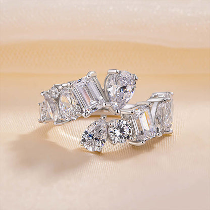925 Silver White Gold Plated 4ct Mixed Cut Diamond Band
