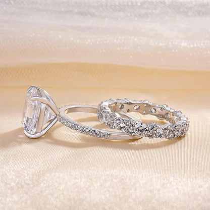 925 Silver White Gold Plated 10mm Asscher Cut 5ct Diamond Ring