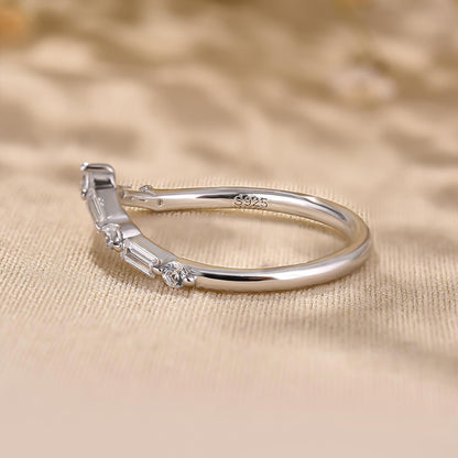 Round & Emerald Cut Simulated Diamond Sterling Silver Ring