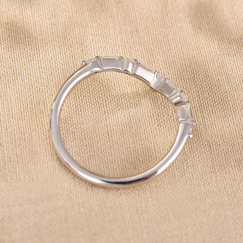 Round & Emerald Cut Simulated Diamond Sterling Silver Ring