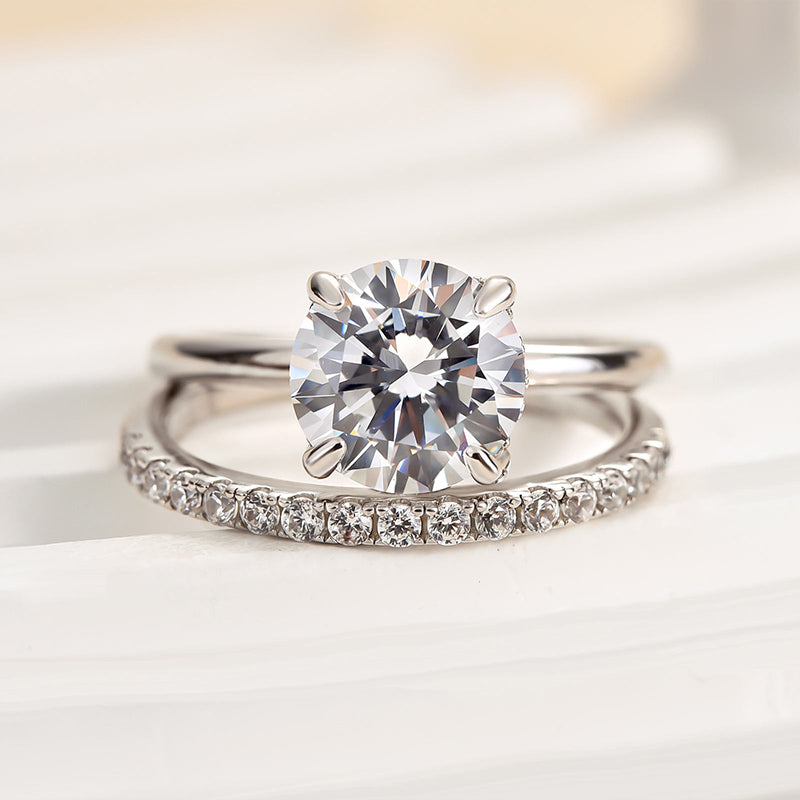 2.0CT Round Diamond with 0.5CT Band Two-Tone Ring