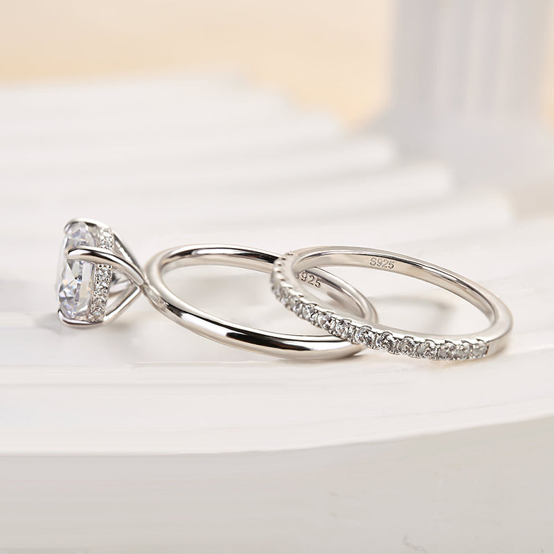 2.0CT Round Diamond with 0.5CT Band Two-Tone Ring