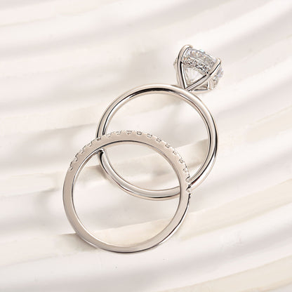 2.0CT Round Diamond with 0.5CT Band Two-Tone Ring