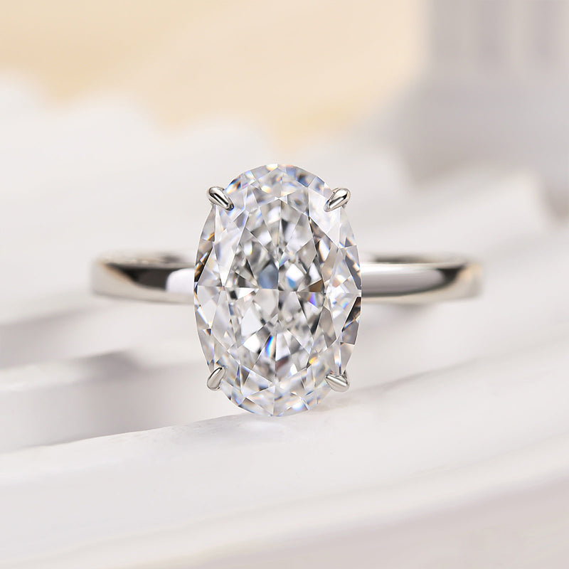 4.0 Carat Oval Cut Sona Diamond Ring in Yellow Gold