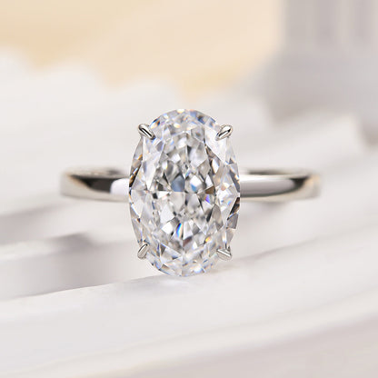 4.0 Carat Oval Cut Sona Diamond Ring in Yellow Gold
