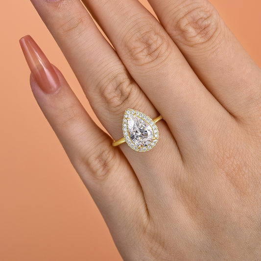 2.5Ct Pear Cut White Sapphire Ring 925 Silver