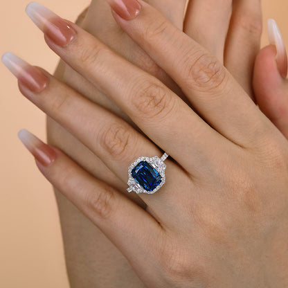 3.0ct Blue Sapphire Radiant Cut Three-Stone Ring