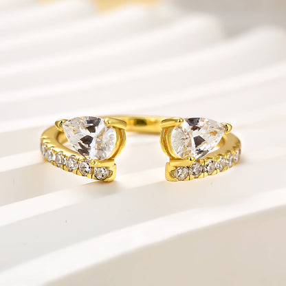 Pear & Round Cut Simulated Diamond Band – Sterling Silver