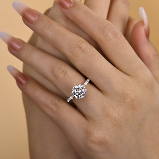3Ct Round 6-Prong Diamond Ring with Accents