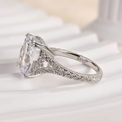 7Ct Crushed Ice Cushion Cut Engagement Ring 925 Silver White Gold