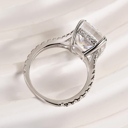 7Ct Crushed Ice Cushion Cut Engagement Ring 925 Silver White Gold