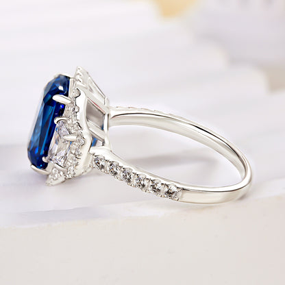 3.0ct Blue Sapphire Radiant Cut Three-Stone Ring