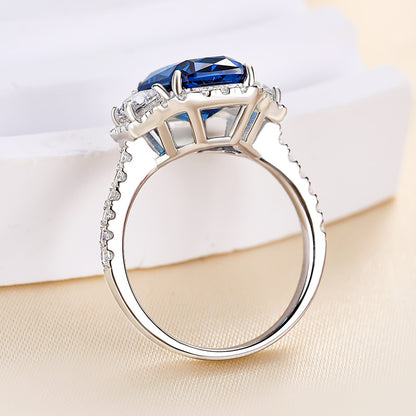 3.0ct Blue Sapphire Radiant Cut Three-Stone Ring