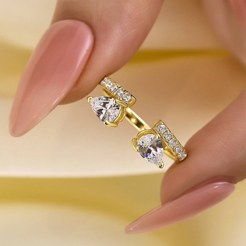 Pear & Round Cut Simulated Diamond Band – Sterling Silver
