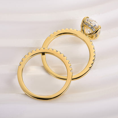 4.0CT Oval Cut Three-Tone Diamond Bridal Set