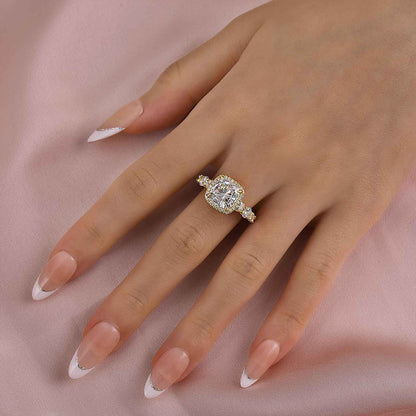 3.5 Carat Cushion Cut Halo Engagement Ring