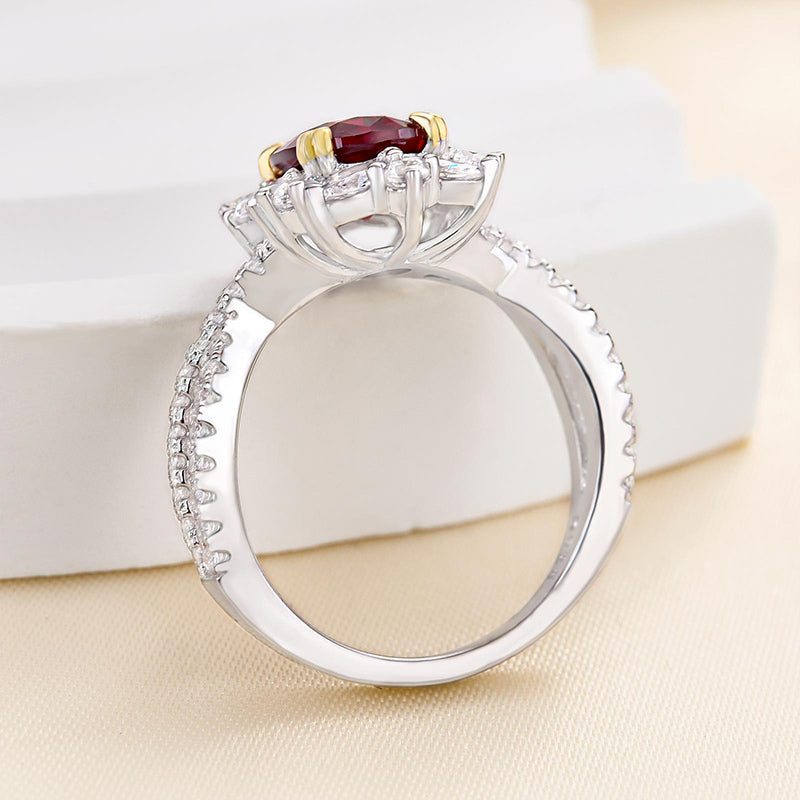 1.0ct Oval Ruby & Mixed-Cut Diamond Vintage Engagement Ring