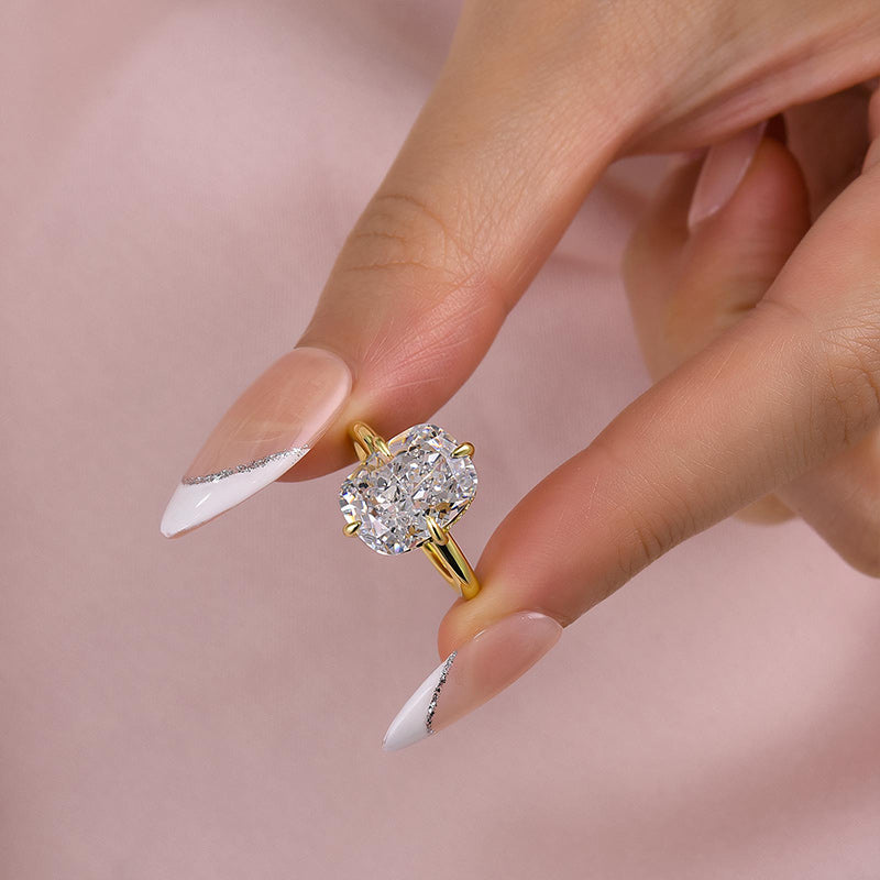 6.5Ct Elongated Cushion Engagement Ring - 925 Silver 18K Gold