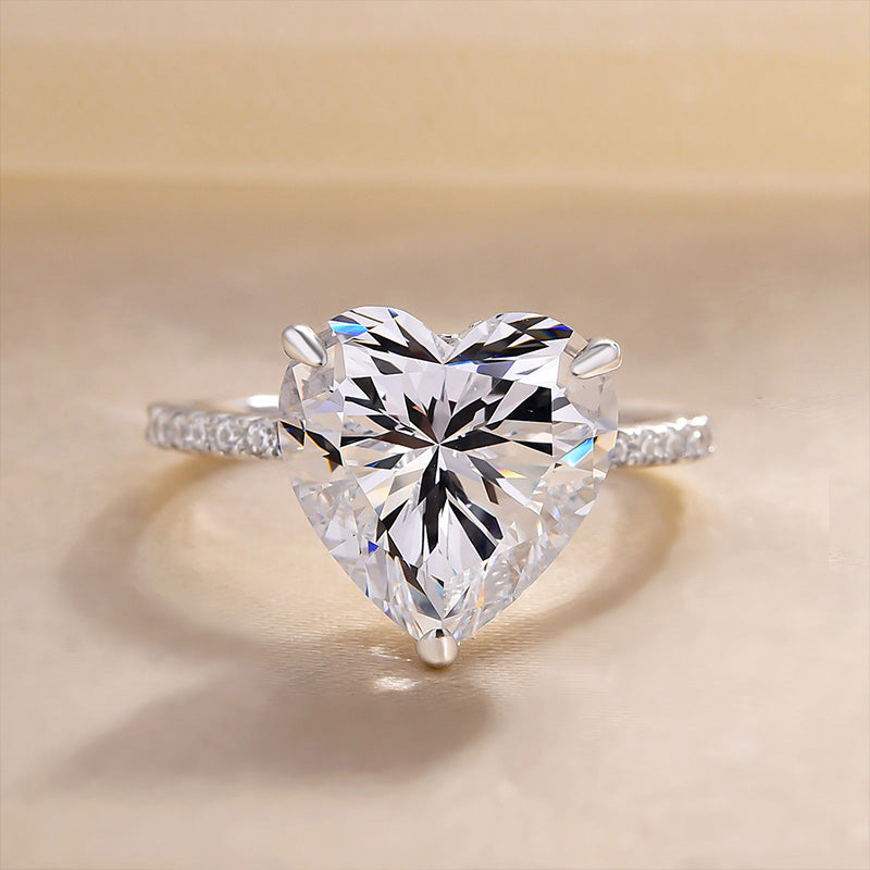 Heart-Cut Sona Simulated Diamond Jewelry Set in  White Gold Plated Sterling Silver