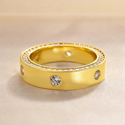 1.3Ct Sona Diamond Band Ring - Yellow/White Gold Plated 925 Silver
