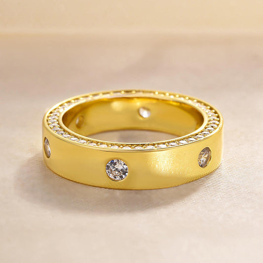 1.3Ct Sona Diamond Band Ring - Yellow/White Gold Plated 925 Silver