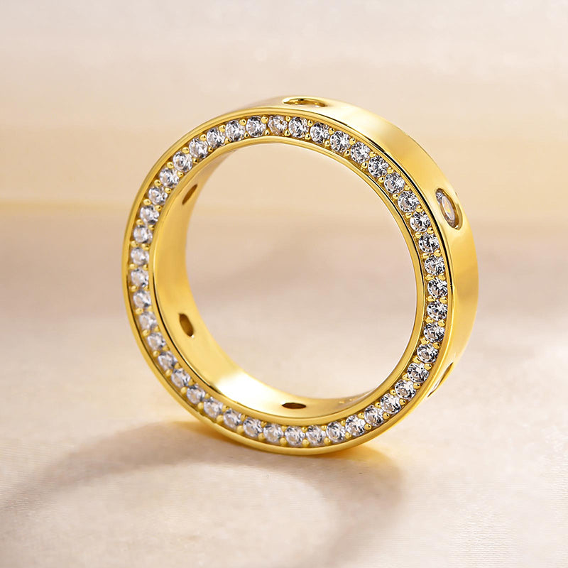 1.3Ct Sona Diamond Band Ring - Yellow/White Gold Plated 925 Silver