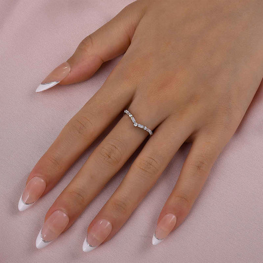 Round & Emerald Cut Simulated Diamond Sterling Silver Ring