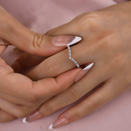 Round & Emerald Cut Simulated Diamond Sterling Silver Ring
