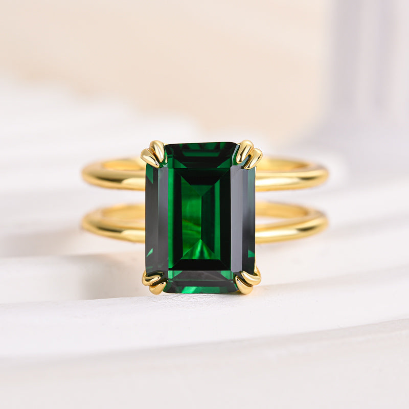 4.5 Carat Emerald Cut Sona Diamond Sterling Silver Ring