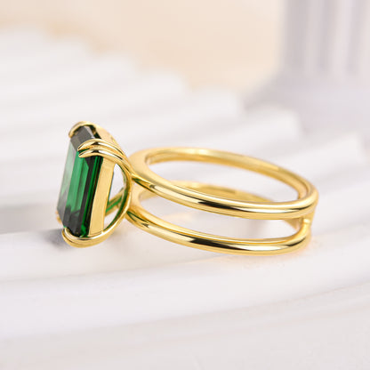 4.5 Carat Emerald Cut Sona Diamond Sterling Silver Ring
