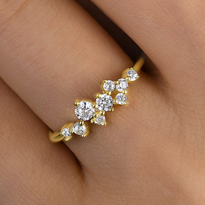 925 Silver Gold Plated 1ct Sona Diamond Wedding Band
