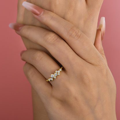 925 Silver Gold Plated 1ct Sona Diamond Wedding Band