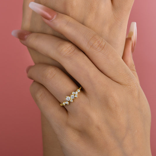 925 Silver Gold Plated 1ct Sona Diamond Wedding Band