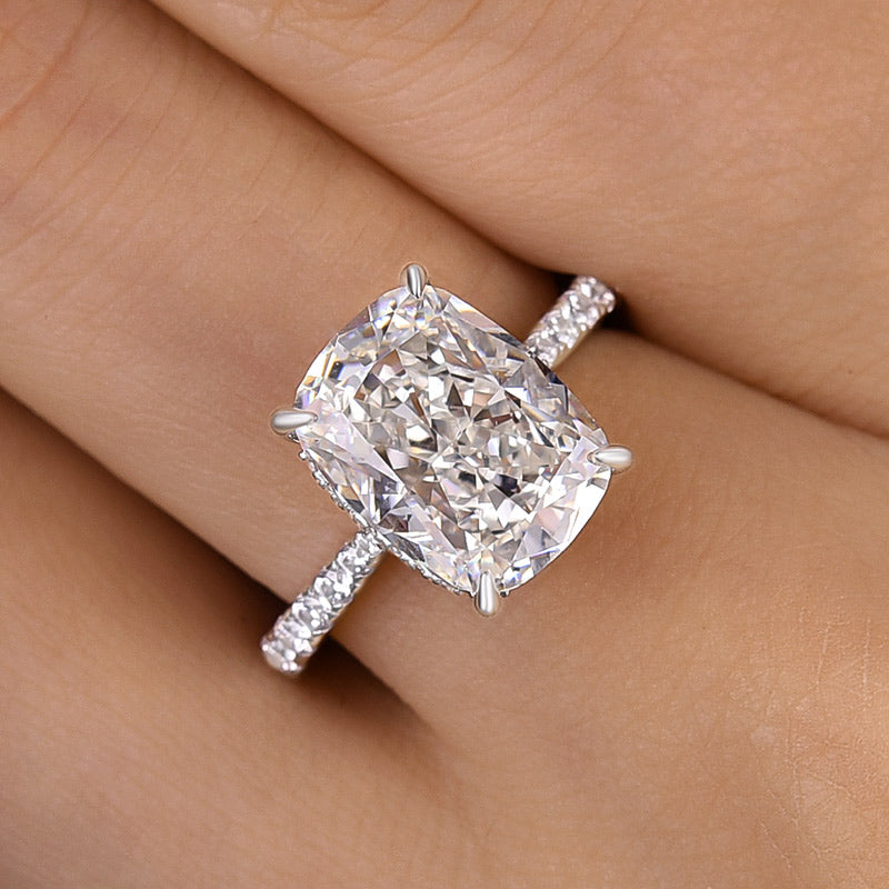 6.5 Carat Cushion Cut Simulated Diamond Ring in White Gold