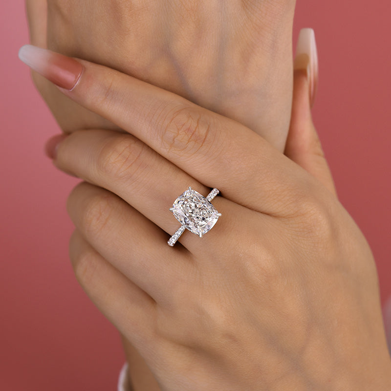 6.5 Carat Cushion Cut Simulated Diamond Ring in White Gold