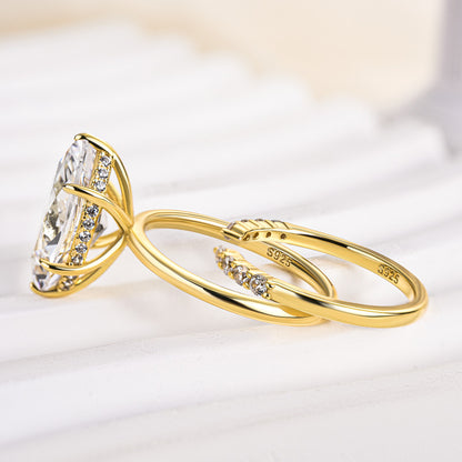 3.0CT Marquise Cut Open Wedding Set Yellow Gold