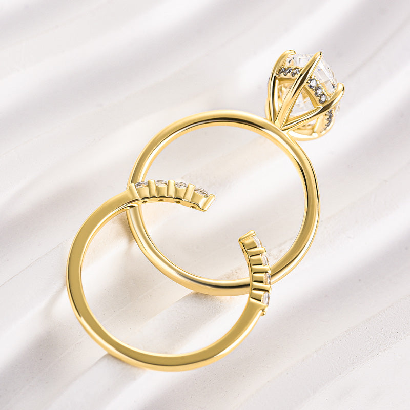 3.0CT Marquise Cut Open Wedding Set Yellow Gold