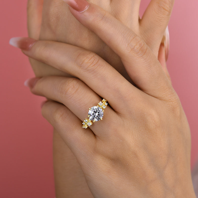 2Ct Round Sona Diamond Solitaire Ring 18K Yellow Gold