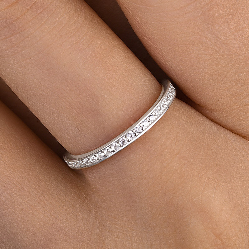 925 Silver White Gold Plated 0.3ct Bridal Wedding Band