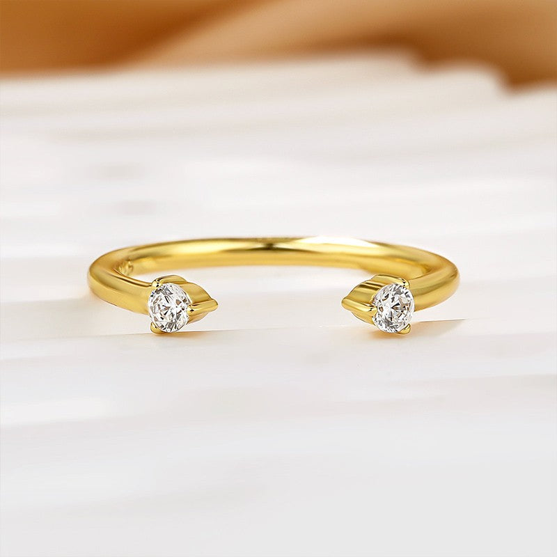 0.1Ct Simulated Diamond Band - Yellow/White Gold Plated 925 Silver