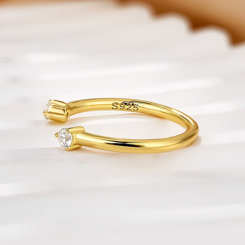 0.1Ct Simulated Diamond Band - Yellow/White Gold Plated 925 Silver