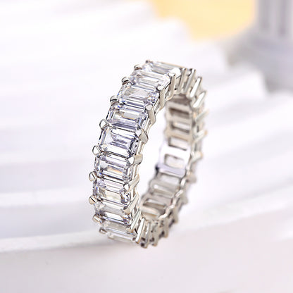 925 Silver Two-Tone 5ct Emerald Cut Anniversary Band