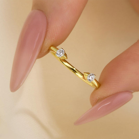 0.1Ct Simulated Diamond Band - Yellow/White Gold Plated 925 Silver