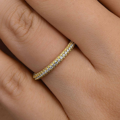 1Ct Round Cut Diamond Band 925 Silver Two-Tone