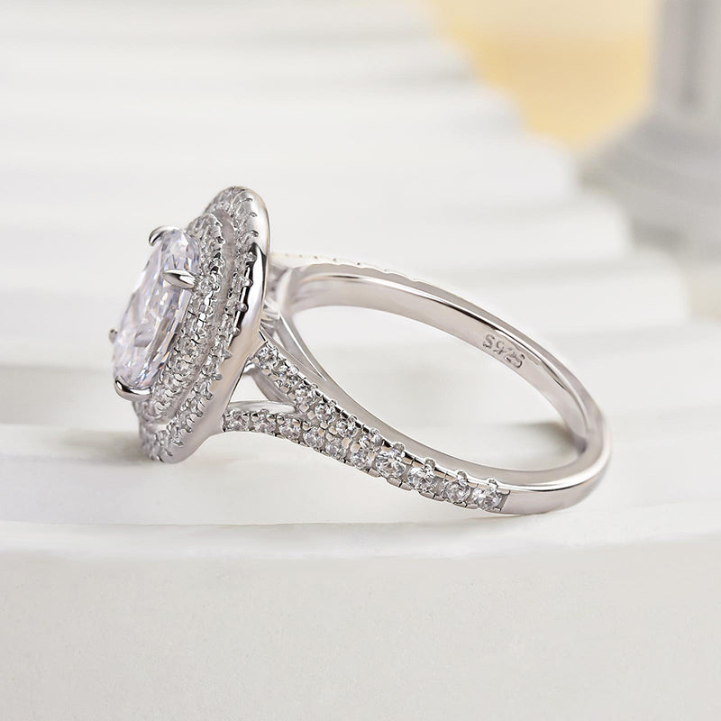 2Ct Oval Double Halo Split Shank Engagement Ring