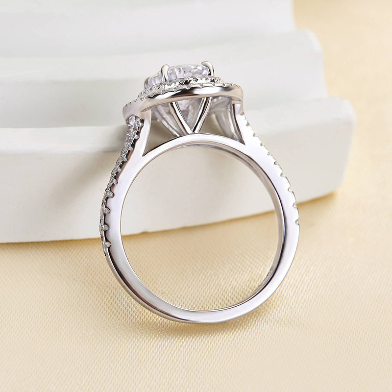 2Ct Oval Double Halo Split Shank Engagement Ring