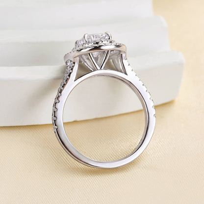 2Ct Oval Double Halo Split Shank Engagement Ring