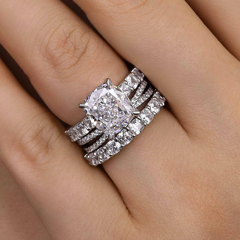4.5CT Cushion Cut Diamond with 5.0CT Accents Wedding Set